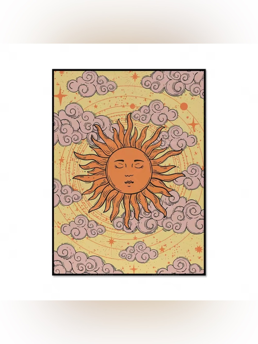 Bohemian Tarot Sun Clouds Tapestry Wall Decor